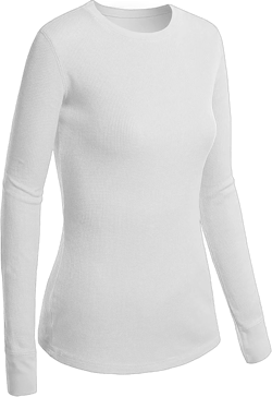 Emmalise Women's Thermal Crew Neck Long Sleeves Fitted Top Medium White