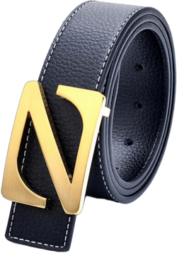 Cliont Mens Z Letter Buckle Leather Belt For Jeans 36 Black/Gold
