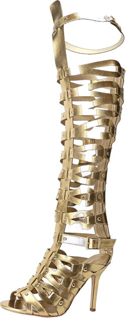 Minishion Gladiator Sandals for Women Tall Heels Stiletto Knee High Summer Boots Shoes Tm028 Gold 10.5
