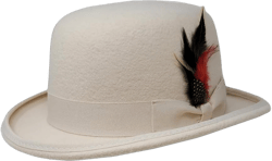 Different Touch Men's 100% Wool Felt Derby Bowler with Removable Feather Fedora Hats
