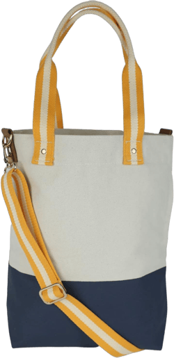 Tag&Crew Womens Multi Pocket Colored Bottom Canvas Cross Body Tote Bag with Detachable Shoulder Strap