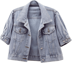 LifeShe Women's short sleeve cropped denim jacket puff sleeve jean jackets coat