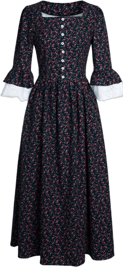 Women Vintage Floral Victorian Pioneer Colonial Dress Renaissance Party Prom Costume Civil War Prairie Dress 3X-Large Navy