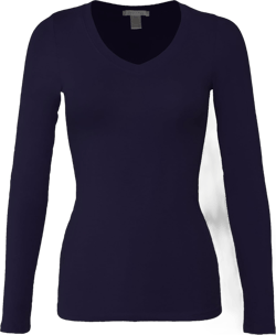 Bozzolo Women's Basic V-Neck Warm Soft Stretchy Long Sleeves T Shirt Small Navy