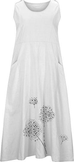 Sundresses for Women 2024 Summer Casual Cotton Linen Floral Printed Dress Short Sleeve Soft Comfortable Long Dress Medium B04_white