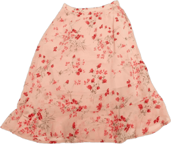 Allegra K Women's Floral Midi Skirts Summer Ruffle High Waist Flowy A-Line Split Knee Length Skirt X-Large Light Pink
