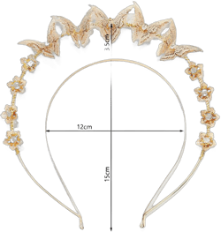 Urieo Halo Crown Headpiece Butterfly Celestial Crystal Headband Gold Goddess Tiara Crown Bridal Flower Halloween Costume Hair Acccessory for Women