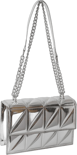 GORGLITTER Women's Metallic Shoulder Bag Chain Square Shoulder Bag PU Leather Crossbody Bag One Size Silver