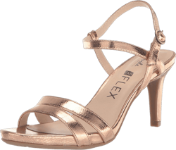 Lifestride Women's Miracle Strappy Heeled Sandal 8.5 Wide Copper Metallic