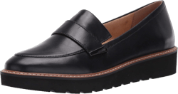 Naturalizer Women's Adiline Slip-On Platform Loafer 12 Black Leather