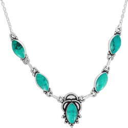 9.52 Cts Marquise Shape Natural Gemstones Handmade Vintage Style Bohemian Birthstone Necklace Jewelry Women'S Day Gifts For Mom Wife Turquoise