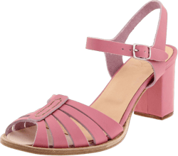 Swedish Hasbeens Women's High Heeled Leather Sandal Ankle-Strap Sandal 8 Bubble Gum Pink