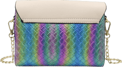 RARITYUS Gradient Holographic Leather Crossbody Bag for Women Fashion Woven Shoulder Handbag Clutch Purse with Chain Strap Green
