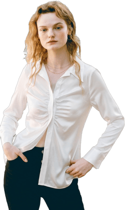 COLD POSH Silk Blouses for Women Long Sleeve Women’s 100% Pure Silk Blouses Elegant Button Down Shirt Smooth Tops Cool Shirts Small Ruffle White