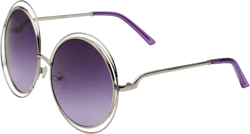 grinderPUNCH Women's Halo XXL Round Oversized Wire Sunglasses in Metal Silver - Purple 65 Millimeters