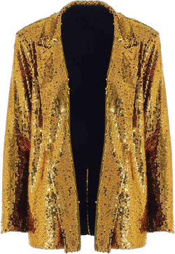 JEWEKY Sequin Blazer Open Front Blazer Jackets Sparkly Party Jacket Lapel Long Sleeve Cardigan Coat for Women Medium Gold