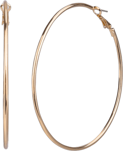 Time and Tru Women's Gold Tone Clutchless Large Metal Hoop Earring