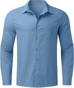 Summer Cotton Linen Shirts for Men Long Sleeve Casual Button Down Shirts Plus Size Lightweight Loose Fit Beach Vacation Tops 4X-Large A# Light Blue