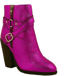Rag & Co Womens CAT-TRACK Fuchsia Metallic Leather Ankle Boots 8