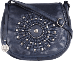 Genuine Leather Crossbody Sling Bag for Women, Purse for Women Trendy Casual Office Bag with Adjustable Strap Navy