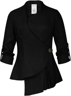CHIC STAR Womens Linen Asymmetric Blazer 1X Black