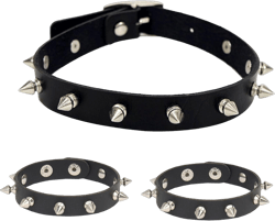 3pcs punk accessories Choker Necklace and spiky bracelet for women men, punk jewelry spiked bracelets studded bracelet leather choker