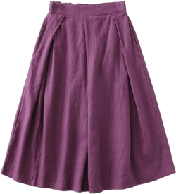 IDEALSANXUN Linen Skirts for Women Vintage Pleated Elastic High Waisted 2024 Summer A Line Midi Skirts with Pockets X-Small Purple
