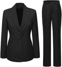 Women's Suits 2 Piece Office Casual Long Sleeved Work Suit Set Business Professional Attire Women One Button Blazer+Pants 0 Black