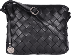 Genuine Leather Crossbody Sling Bag for Women - Trendy Casual Office Bag with Adjustable Strap Black