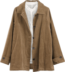 Minibee Women's Corduroy Jackets Long Sleeve Coats Button Down Outwear Tops with Pockets Medium Brown