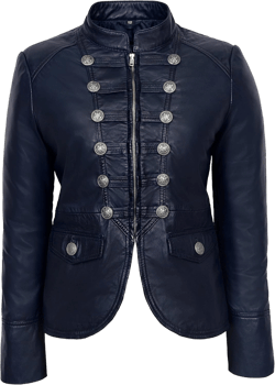 Women Real Leather Jacket 100% Lambskin Victory Military Parade Style 8976 US 6 / UK 10 Navy Blue