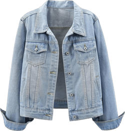 Ladyful Women's Bride Casual Jean Jacket Distressed Ripped Denim Jacket Coat with Pockets Sky Blue Large