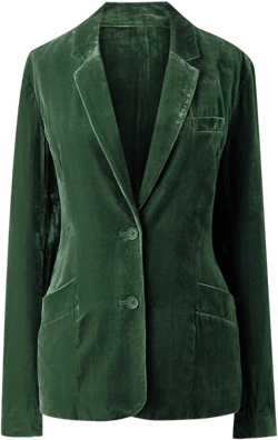 Womens Velvet Blazer Cozy Lightweight Outerwear Retro Buttons Long Sleeve Pokets Jacket Cardigan Coat Office Blazers Medium Green