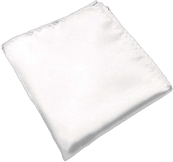 Gilroy Men's Solid Color Silk Satin Pocket Square Handkerchief - White