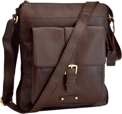 Style n Craft Crossbody Messenger Bag in Full Grain Leather Dark Brown Dimensions: 13" H X 11" W X 2" D