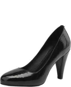 TinaCus Women's Patent Leather Round Toe Printed Slip On Handmade Spool Heel Pumps Shoes 5.5 Black