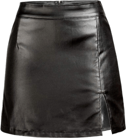Women's Stretch Faux Leather Skirt High Waist Split Mini Bodycon Pencil Skirt Small Black
