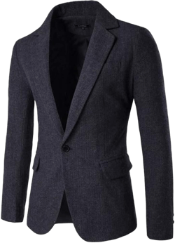 Mens Premium Suit Jacket Slim Fit Wool Tweed Herringbone Blazer Coat 3X-Large Navy Blue