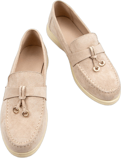 Women Metal Decor Flats, Fashion Beige Faux Suede Loafer Flats