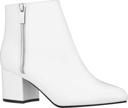 ILLUDE Women's Low Heel Ankle Boot - Casual Zip Up Bootie - Comfortable Everyday Round Toe Bootie - Chaya 9 White Patent