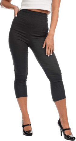 Ro Rox Ella Capri Pants - 1950s Vintage Style Women’s Trousers - High Waist - Zipper & Slits on Back - Ladies Trousers 4X-Large Denim Black