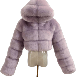 Faux Fur Women's Winter Warm Jacket Shawl Wrap Stole Shrug Wedding Cover Up Coat Outerwear Sweater X-Large Light Purple