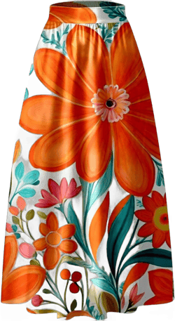 Long Skirts for Women Boho Skirt Summer Floral Skirt Flowy Skirts Broomstick Skirts Elastic Waist A Line Maxi Skirts Medium Orange#02