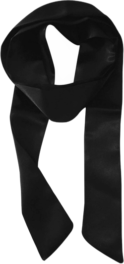 Women Long Narrow Silk Like Ribbon Neck Scarf Neck Tie Choker Belt Black