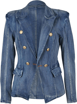 GILIGEGE Women's Slim Fit Denim Jacket Tailored Double Breasted Pockets Jeans Jacket Long Sleeve Coat Autumn and Winter Small Dark Blue
