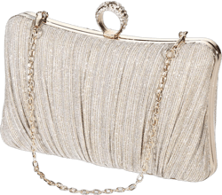 Tanpell Elegant Pleated Glitter Evening Bags Clutch for Women Formal Bridal Wedding Purse Prom Cocktail Party Handbags Champagne