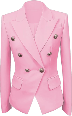 Womens Casual Blazers Long Sleeve Lapel Button Suit Jackets Slim Fit Work Office Blazer Jacket for Women 4 Pink