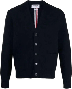Thom Browne Men's Navy Classic Three-Stripe Backstripe Wool Cardigan