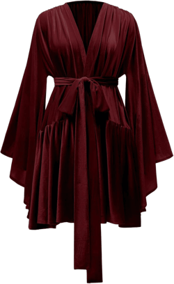 Yexinbridal Velvet Robe for Women Bridal Wedding Lingerie Dressing Nightgown Short Bathrobe Sleepwear Large-X-Large Burgundy