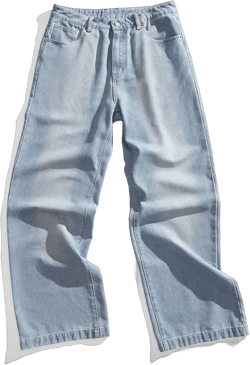 Forever 21 Men's Retro Casual Style, Light Wash Loose Wide-Leg Jeans, Versatile